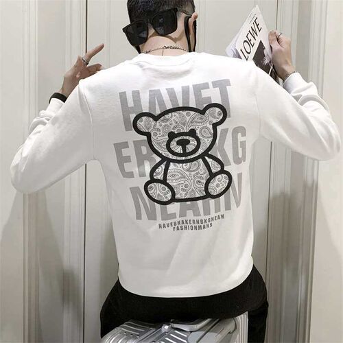 Fanwo FW4824 autumn new tend mens cartoon round neck long-s