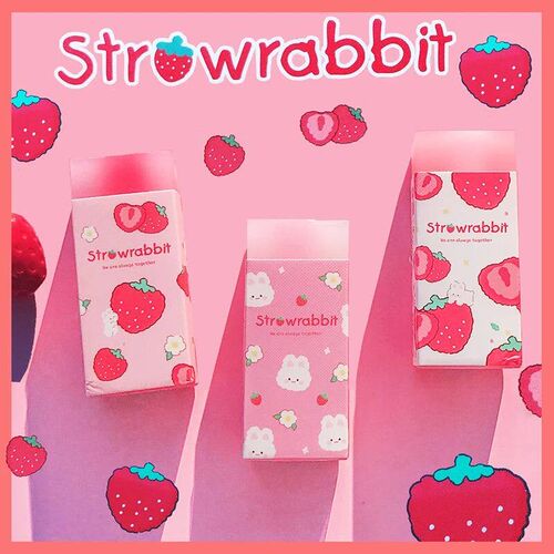 Cute Sweet Strawberry Rabbit Soft Rubber Eraser Kawaii Schoo