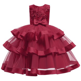 2018 Kids Elegant Pearl Cake Princess Dress Girls Dresses Fo