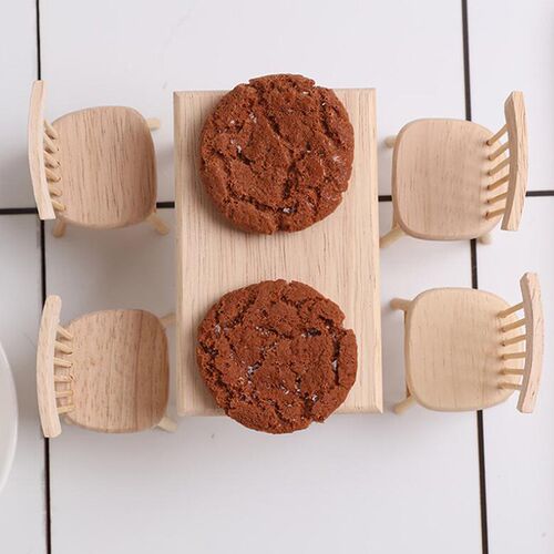 1/12 Miniature Dollhouse Furniture Wooden Dining Table Chair