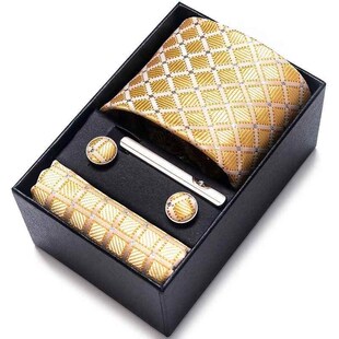 100% Cufflink Men Neckti Handkerchief For Tie Brand Silk Set