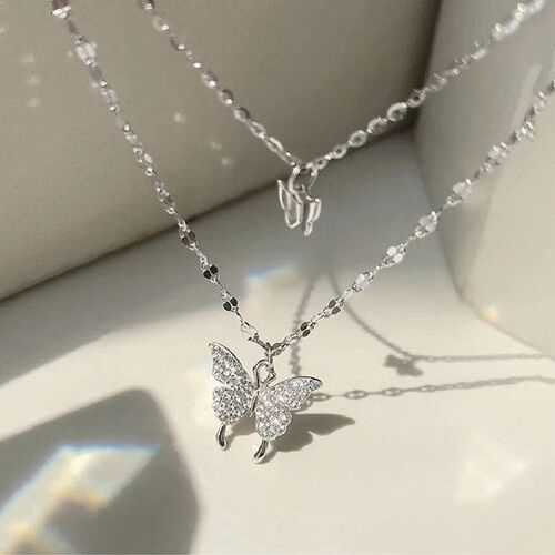 Fashion Women Stainless Steel Animal Double Layer Butterfly