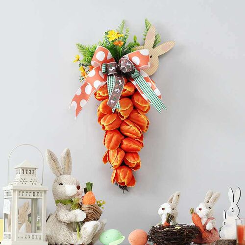 Tulip carrot wreath pendant rabbit artificial flower Easter