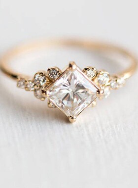 Luxury Gold Ring for Women Engagement Ring Elegant Simple Fe