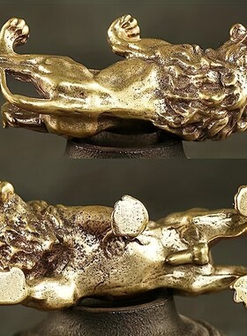 Handmade Brass Lion Statue Home Decor Animal Figurines for
