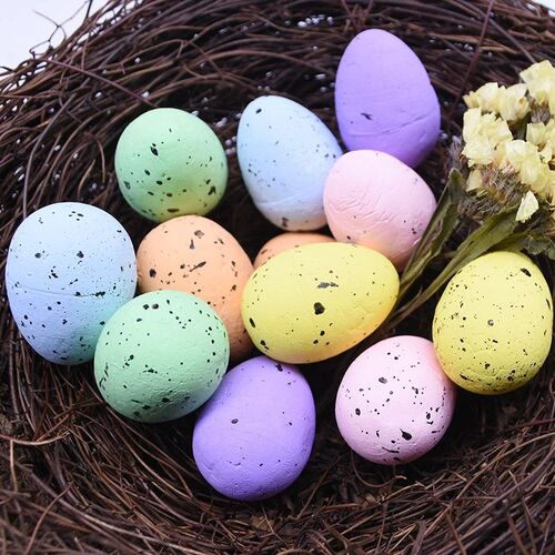 8-25cm Round Rattan Bird Nest Easter Decoration Bunny Eggs A