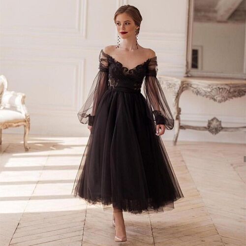 LSYX Black Princess Evening Dress 2023 A-Line Illusion Long