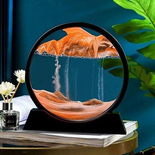 3D Hourglass Quicksand Moving Sand Art Picture Round Glass D