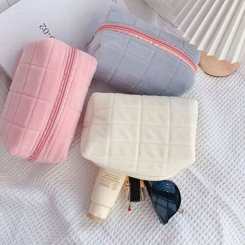 Solid Fur Cosmetic Storage Bag Large Women Zipper Makeup Org