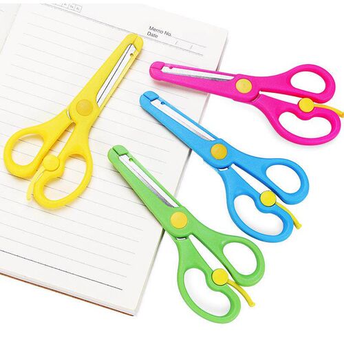 Childrens student scissors stationery labor-saving elastic