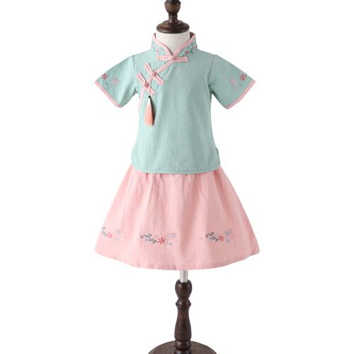 Childrens Hanfu Summer Girls Tang Suit Cheongsam Improved
