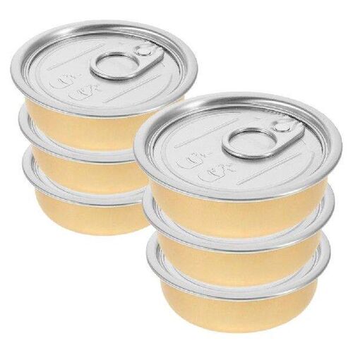 6 Pcs Cans Snacks Container Metal Round Tin with Cover
