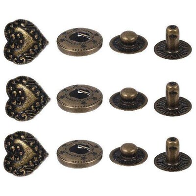 10 Sets Three-dimensional Snap Button Retro Fasteners Suite