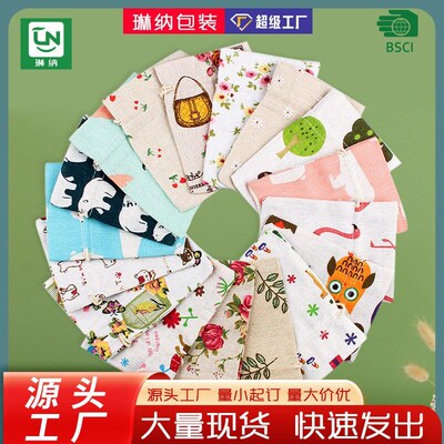 Printed Linen Bag Handheld Personalized Organizer Makeup Pou