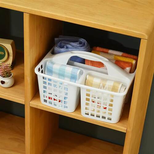 Plastic Shower Caddy Basket with Compartments, Portable Divi