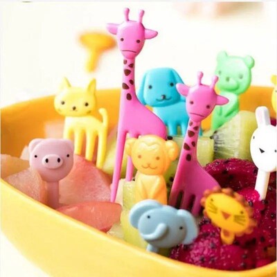 6/10pcs Cartoon Fruit Forks Kids Mini Cute Fork CutlerZy Chi