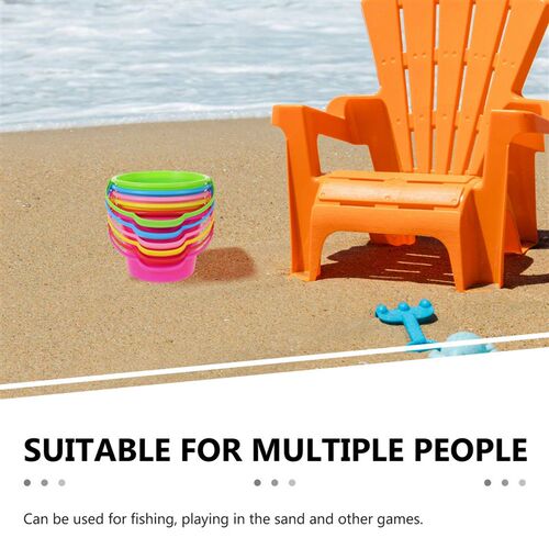 6Pc Children Beach Bucket Kids Sand Toys Portable Beach Buck