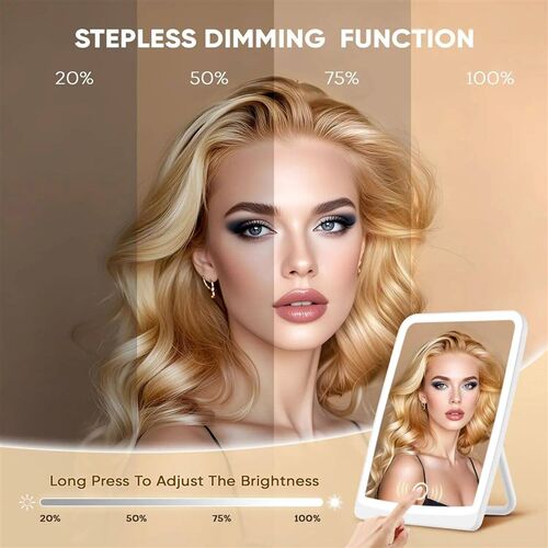 LED Compact Rechargeable Makeup Mirror with 3-Color Lighting