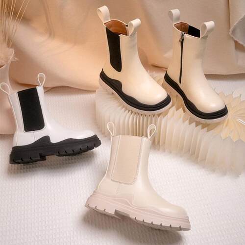 Childrens shoes leather British style Martin boots girls le