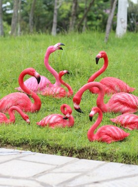 假山水池鱼塘造景摆件浮水仿真火烈鸟树脂工艺品花园庭院装饰摆设