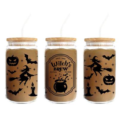 1pcs Halloween Witches Brew Witch UV DTF Transfer Sticker Li