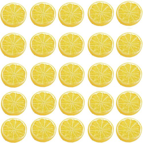 40 Pcs Simulation Lemon Slices Fake Artificial Fruit Model P