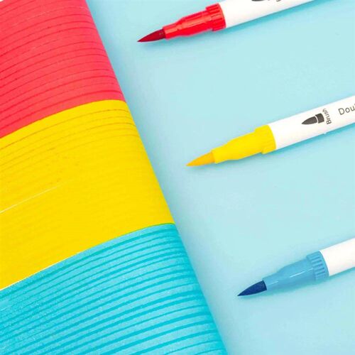 Dual Tip Brush Pen Fine Line Colored Marker Pens Washable Wa