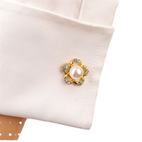 Pearl Heart Stainless Steel Cufflinks Fashionable Versatile