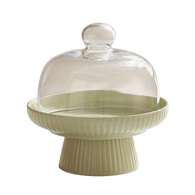 Green Pedestal Cake Stand Ceramic Dessert Serving Plate
