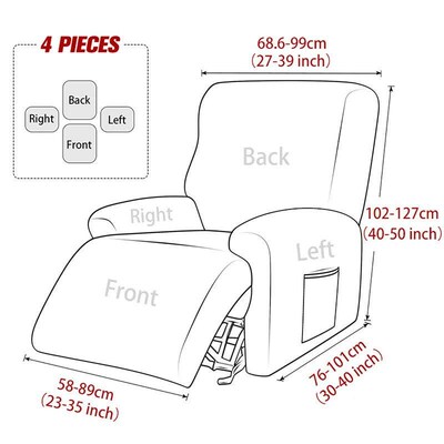 4Pcs/set Jacquard Recliner Sofa ver Sretch Armchair Slipvers