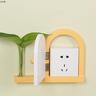 实木开关贴保护墙贴家用插座开关贴遮挡可爱门型开关装饰框遮丑