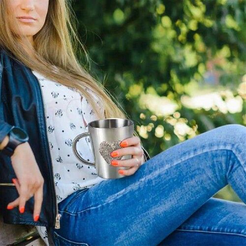 Coffee Mug Heart-shaped Stainless Steel Coffee Mug with