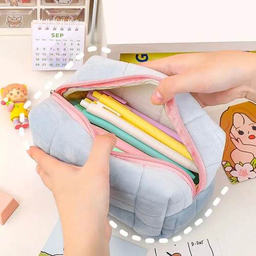 Solid Fur Cosmetic Storage Bag Large Women Zipper Makeup Org