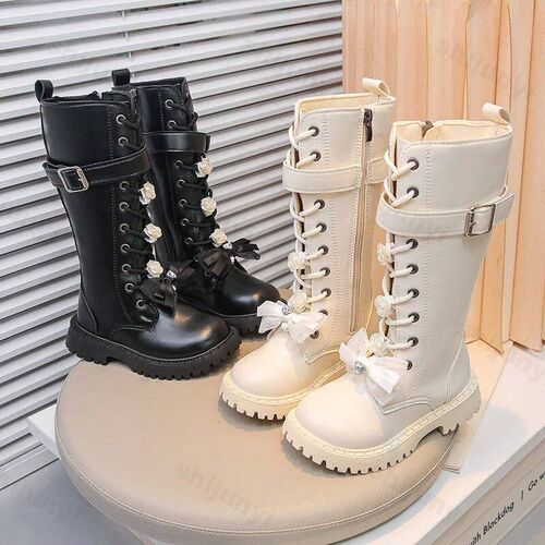 Autumn Children Knee Length Boots New 2025 British Girls Pri