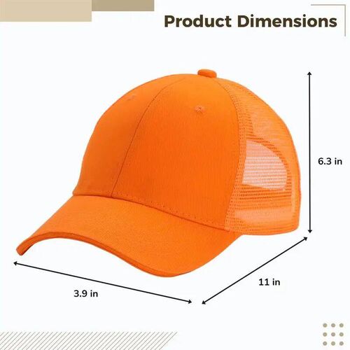 Orange Peaked Cap With Spliced Mesh Design Fashionable Baseb