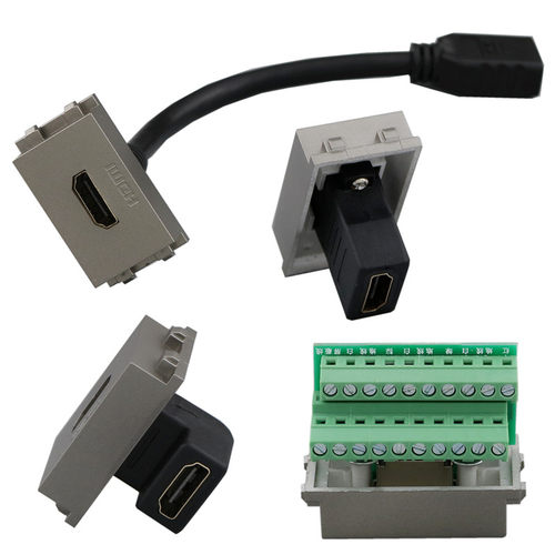 8型二位hdmi面板深灰色两个高清K免焊直插式带延长线插座盒