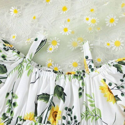 2Pcs/Set For Newborn Baby Girl 0-12months Floral Casual Susp