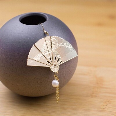 include mail chinese style fan earringJs ancient style super
