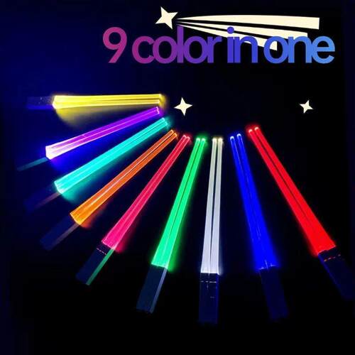 2Pcs/Pair 9 In 1 ColorLED Luminous Chopsticks Light Up Chops