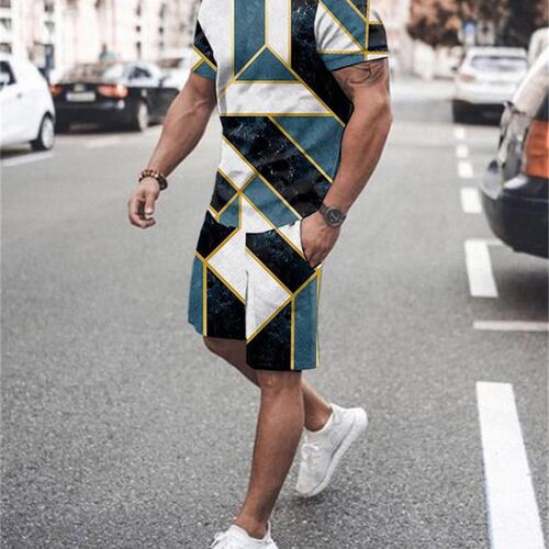 Summer nd mens suit casual beach shorts suit sea view 3D pr