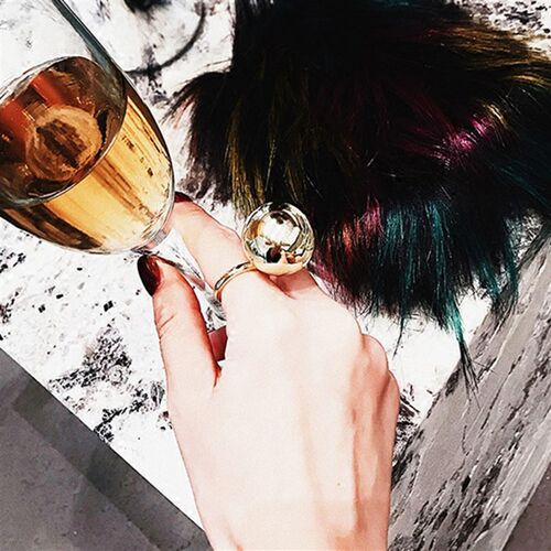 Stylish Fashionable Large Metal Ball Ring Adjustable Opening