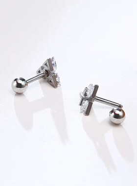 Men Stud Earring ,Triangle Pierced Crystal Zircon Stud Earri