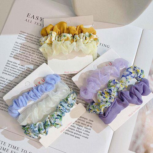 3/6Pcs Vintage Scrunchie Satin Leopard Scrunchies Set Elasti