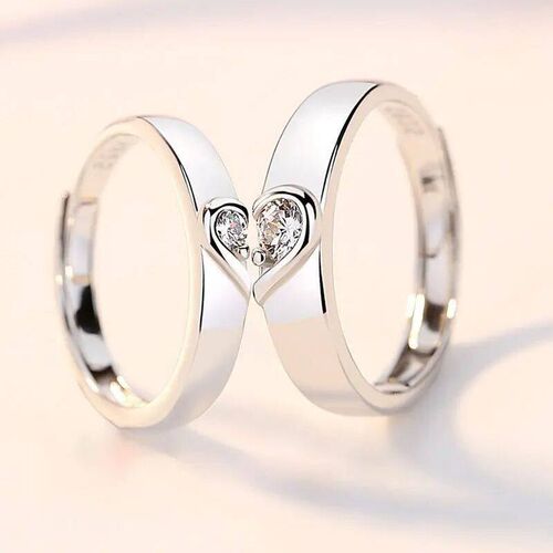 New Silver Plated Couple Ring For Lovers  Endless Love Heart