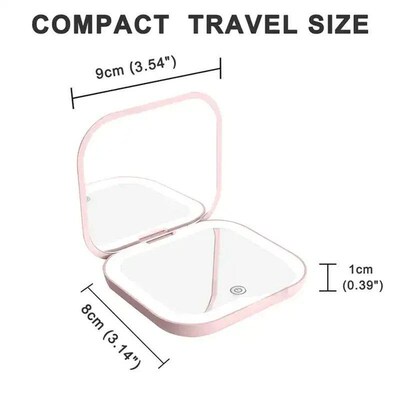 Compact Mini Gift Vanity Folding Cosmetic Mirror with Lights