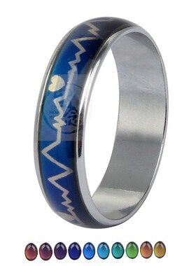 。Fashion warm mood color changing Ring Platinum quality ECG