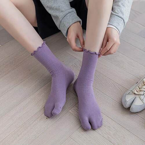 WomenS Flip Flop Sandal Split Toe Socks Agaric edge Solid C