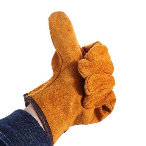 1 Pair Durable Fireproof Welding Gloves Cow Leather