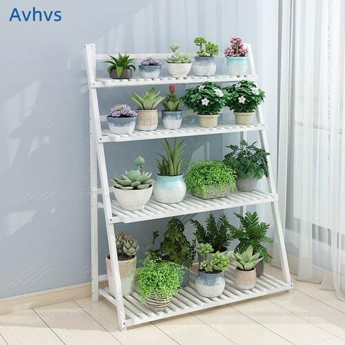 Flower shelf balcony decor wood small plant pot indoor rack