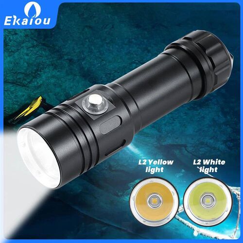 Ekaiou LED Dive Light 2000 Lumens L2 Diving Flashlight IP68